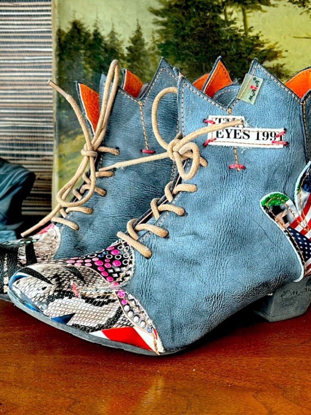 TMA EYES 1991 -Germany Boho Funky Genuine Leather Ankle Boots/Booties~Size 7